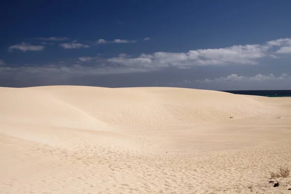 Яркий Белый Край Песчаной Дюны Контрастирует Глубоким Голубым Небом Корралехо — стоковое фото