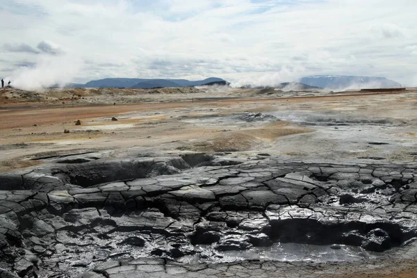 Seltun Olla Barro Caliente Burbujeante Campo Geotérmico Humeante Con Depósitos — Foto de Stock