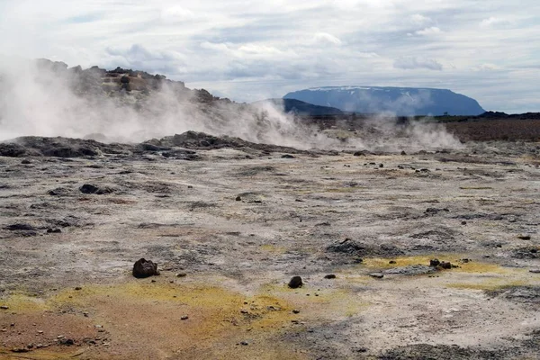 Seltun Campo Geotérmico Con Fumarolas Gas Humeante — Foto de Stock