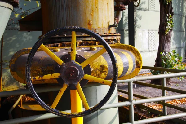 Landschaftspark Duisburg Allemagne Gros Plan Une Vieille Roue Commande Isolée — Photo