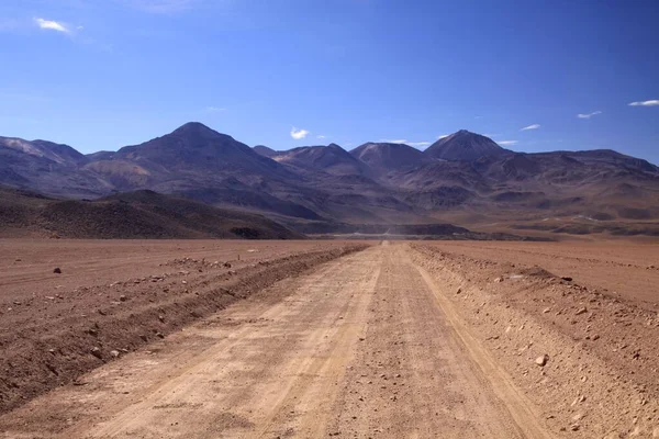 Straight Endless Dirt Road Atacama Desert Chile — Stock Photo, Image