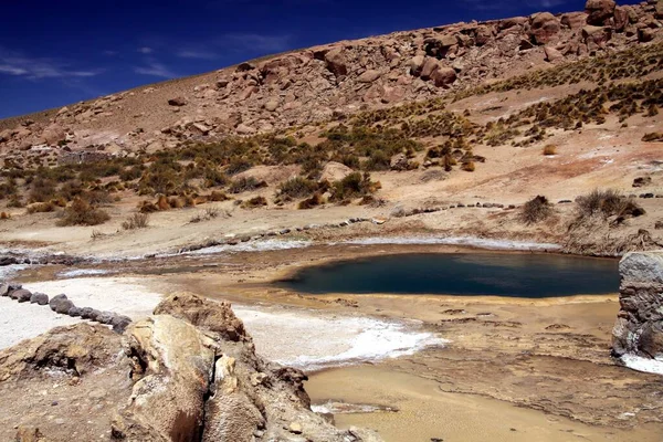 Geysers Tatio Dans Désert Atacama Chili Vue Sur Piscine Bleue — Photo