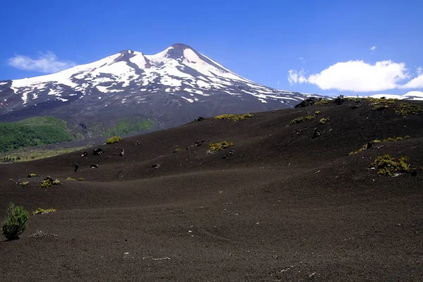 Vista Sull Ampio Campo Cenere Lavica Vulcanica Sulla Cima Del — Foto Stock