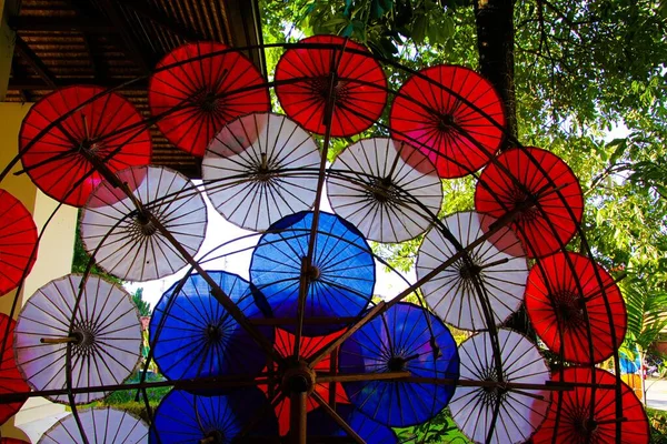Exposition Parapluies Papier Cercle Chiang Mai Thaïlande — Photo