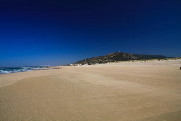 Einsamer Breiter Strand Morgen Bei Ebbe Zahara Delos Atunes Der — Stockfoto