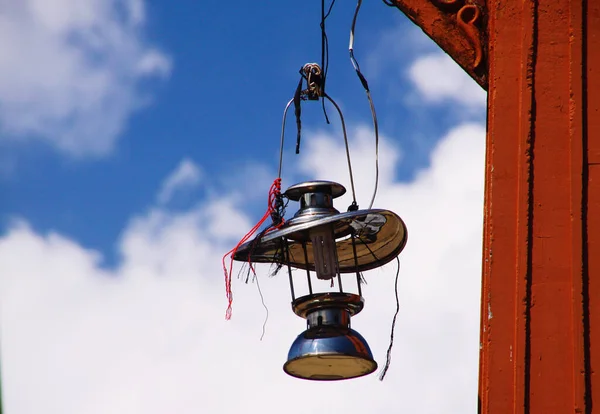 Close Old Retro Style Vintage Metal Street Light Lanta Town — Stock Photo, Image