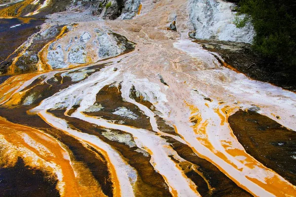 Orakei Korako Valle Geotérmico Oculto Terraza Esmeralda Primer Plano Colorida — Foto de Stock