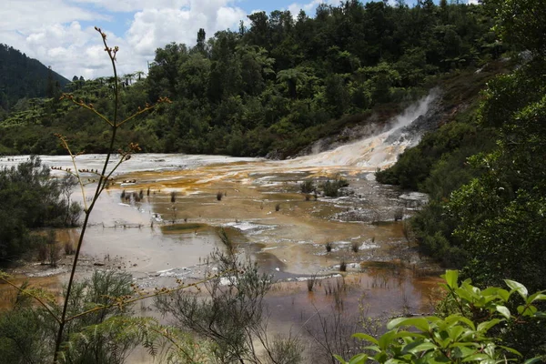 Orakei Korako Valle Geotérmico Oculto Terraza Esmeralda Nueva Zelanda Vista — Foto de Stock