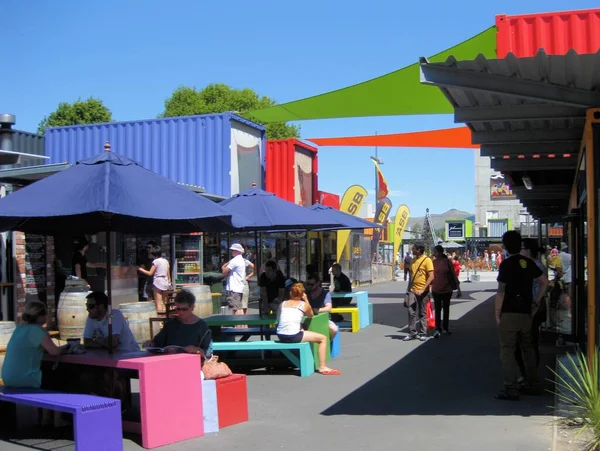 Christchurch New Zealand January 2013 Contemporary Container Village Earthquake 2011 — Stock Photo, Image