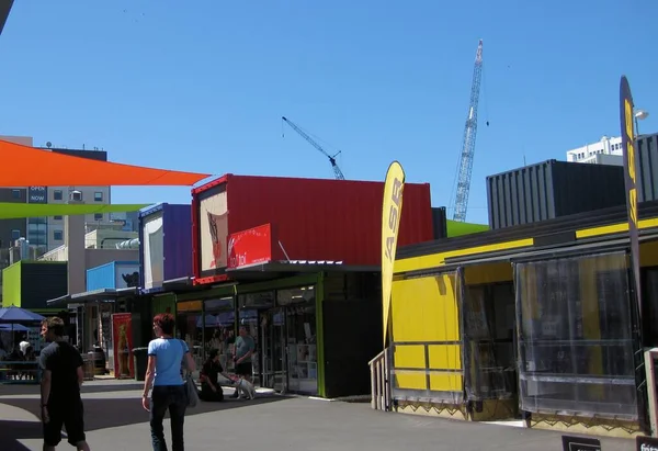 Christchurch New Zealand January 2013 Contemporary Container Village Earthquake 2011 — Stock Photo, Image