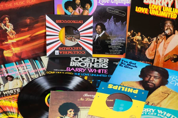 Viersen Alemania Marzo 2019 Ver Colección Discos Vinilo Barry White — Foto de Stock