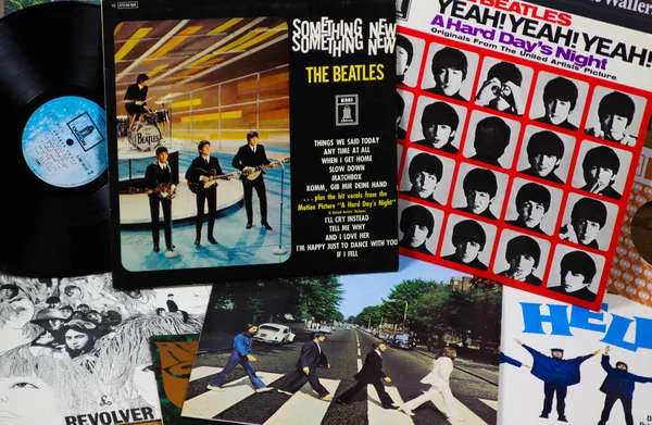 Viersen März 2019 Blick Auf Sammlung Von Beatles Schallplatten — Stockfoto