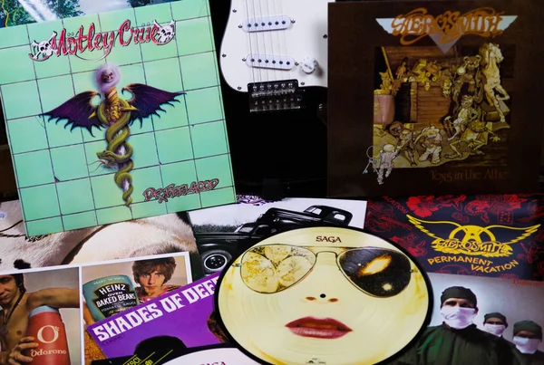 Viersen März 2019 Blick Auf Sammlung Klassischer Rock Schallplatten — Stockfoto