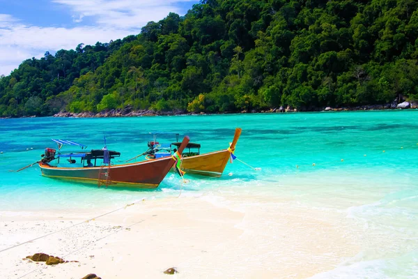 View Secluded Beach Remote Bay Turquoise Water Thai Long Tail — Stock Photo, Image