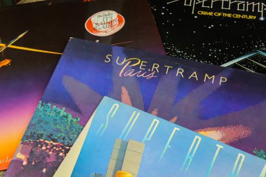 Viersen, Almanya - 4 Ocak. 2019: Supertramp vinil albüm kapaklarında Paris 'ten canlı albüm