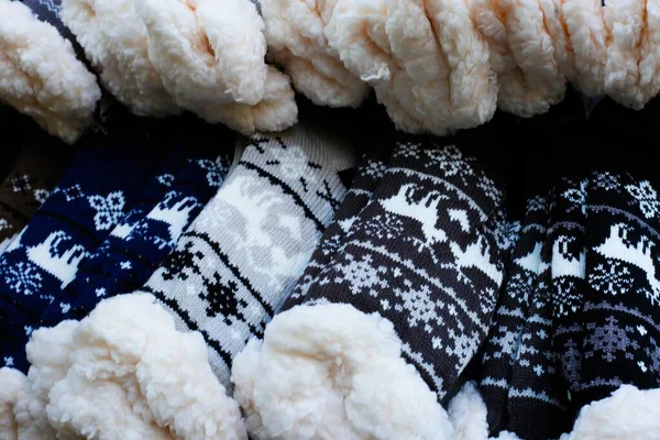 Маастрихт Нідерланди Листопада 2019 Згорнути Ізольовані Теплі Північноамериканські Шкарпетки Мотивами — стокове фото