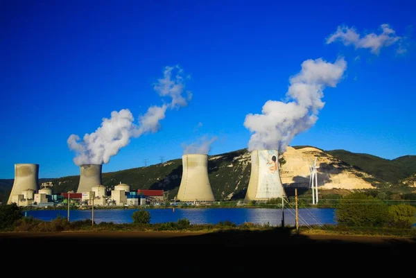 Cruas Francia Octubre 2019 Vista Sobre Río Sobre Los Reactores —  Fotos de Stock