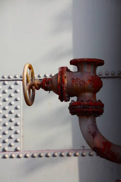 Landschaftspark Duisburg Germany Close Isolated Red Rusty Relief Control Valve — Stock Photo, Image