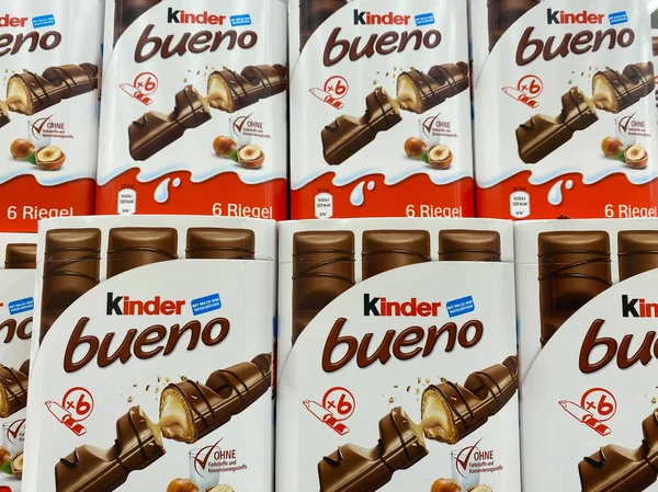 Viersen Alemania Julio 2020 Ver Pila Kinder Bueno Cajas Chocolate — Foto de Stock
