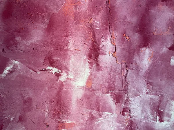 View on wall painted in wipe technique in purple, white and pink colors