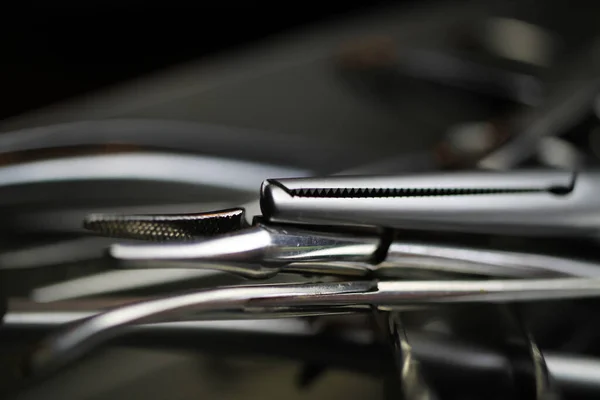 Macro Closeup Surgical Steel Needle Clamp — Stock Photo, Image