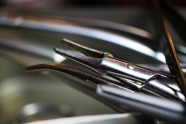 Macro Closeup Surgical Steel Needle Clamp — Stock Photo, Image