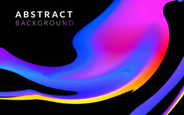 Akışkan soyut arka plan. Canlı degradeler ve karışım şekilleri. Müzik, sanatsal ve fütüristik afiş, afiş, pankartlar, kimlik, web tasarımı için Neon renk tasarım şablonları. Sıvı mürekkep arka plan.
