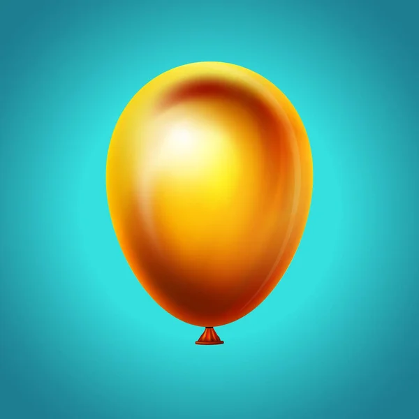 Globo sobre fondo de cielo azul.Vector icono realista. Feliz aniversario, boda, decoración de cumpleaños. Objeto realista 3d, iconos y elemento de diseño. Balón amarillo de helio volando. Ilustración vectorial . — Vector de stock