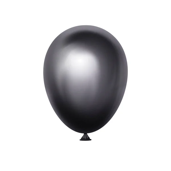 Globo negro aislado sobre fondo blanco. Objeto realista 3d, icono, elemento de diseño. Viernes Negro, feliz cumpleaños, aniversario, boda, decoración de año nuevo. Helio bola vector ilustración — Archivo Imágenes Vectoriales