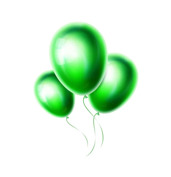Grappolo di palloncini verdi e gruppo isolato su sfondo bianco. Oggetto realistico per la festa di compleanno, festa di festa. Pallone lucido e lucido per la decorazione. Illustrazione vettoriale. EPS10 — Vettoriale Stock