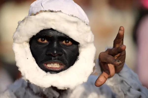 Pushkar Indien November 2018 Oidentifierad Mask Dansare Vid Avslutningsceremonin Pushkar — Stockfoto