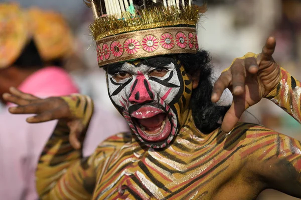 Pushkar India November 2018 Niet Geïdentificeerde Masker Danser Bij Slotceremonie — Stockfoto