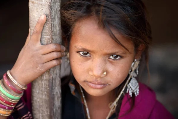 Rann Kutch India December 2018 Unidentified Tribal Girl Rural Village — Stock Photo, Image