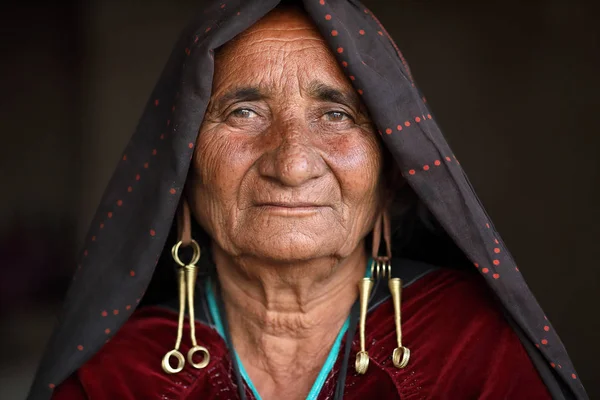 Rann Kutch Índia Dezembro 2018 Mulher Rabari Velha Não Identificada — Fotografia de Stock