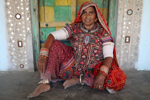 Rann Kutch Índia Dezembro 2018 Mulher Tribal Não Identificada Uma — Fotografia de Stock