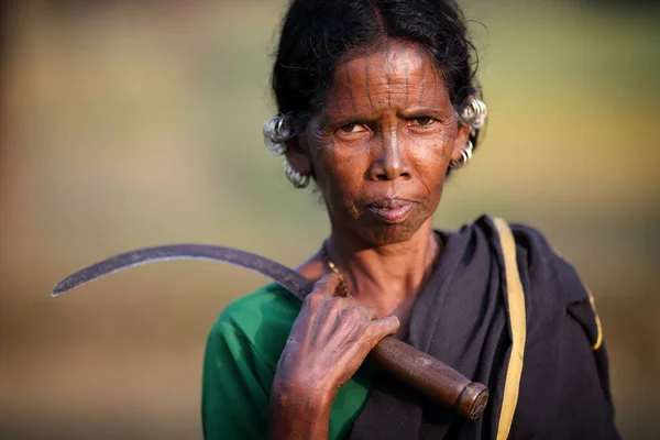 Gunupur India Listopad 2019 Niezidentyfikowana Kobieta Plemienna Desia Kondh Wiejskiej — Zdjęcie stockowe