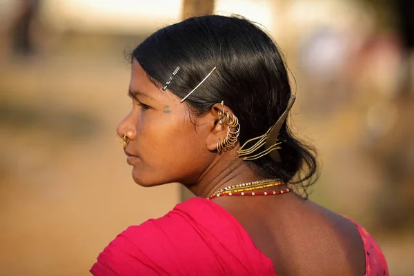 Chatikona India Grudzień 2019 Niezidentyfikowana Dongria Kondh Plemienna Kobieta Wiejskiej — Zdjęcie stockowe