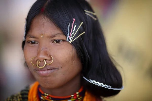 Chatikona Índia Dezembro 2019 Mulher Tribal Dongria Kondh Não Identificada — Fotografia de Stock