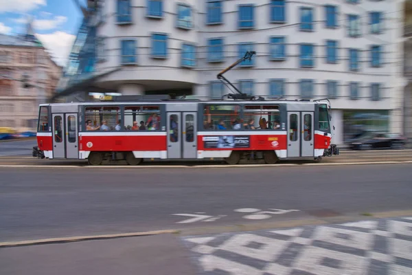 Praga República Checa Julio 2017 Tranvía Línea Praga Viaja Alta —  Fotos de Stock