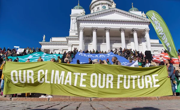 Helsinki Finlandia Abril 2019 Marcha Manifestación Contra Cambio Climático Ilmastomarssi — Foto de Stock