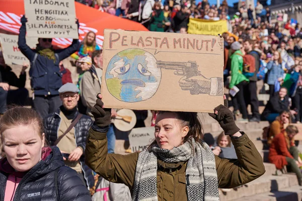 Helsinki Finlandia Abril 2019 Marcha Manifestación Contra Cambio Climático Ilmastomarssi — Foto de Stock