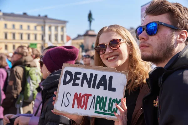 Helsinki Finlandia Abril 2019 Marcha Manifestación Contra Cambio Climático Ilmastomarssi — Foto de Stock