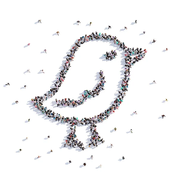 Mucha gente forma aves, niños dibujando —  Fotos de Stock