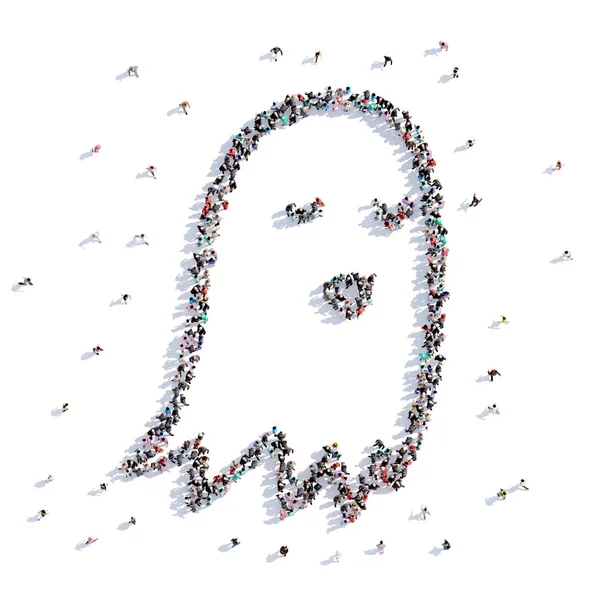 Een heleboel mensen vormen ghost, childrens tekening — Stockfoto