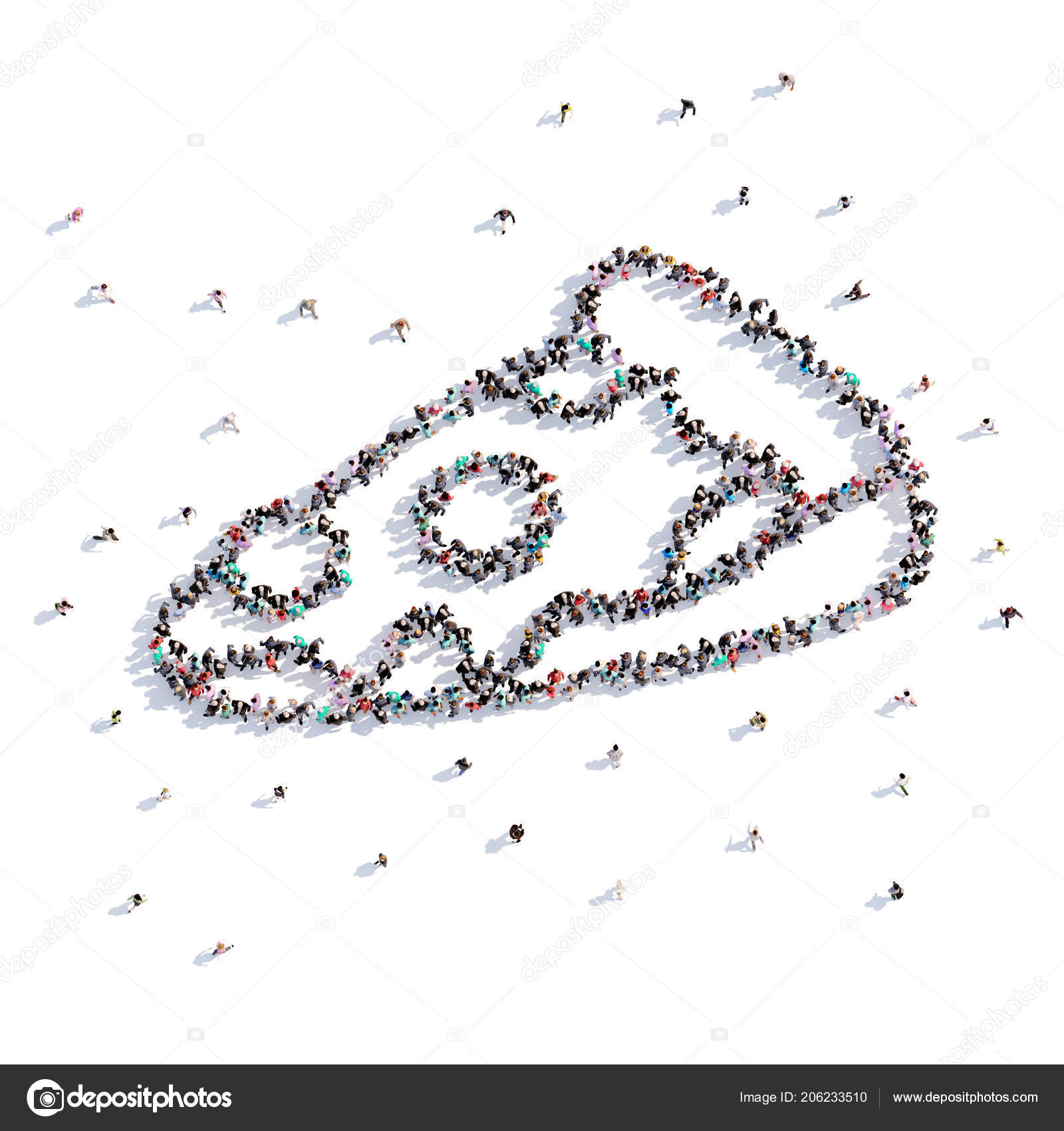 A Lot Of People Form Piece Of Pizza Childrens Drawing 3d Rendering Stock Photo C Tai11