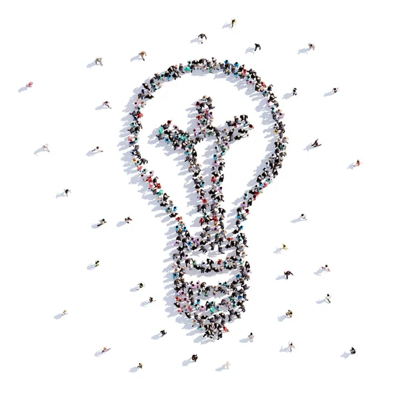 Mucha gente forma lámparas, niños dibujando. renderizado 3d . —  Fotos de Stock