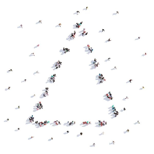 Een heleboel mensen vorm kerstboom, childrens tekening. 3D-rendering. — Stockfoto