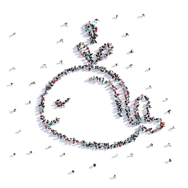 Mucha gente forma ballenas, dibuja a mano. renderizado 3d . —  Fotos de Stock
