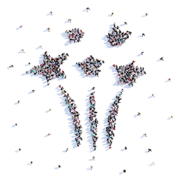 A lot of people form firework, love, icon . 3d rendering. — Stock Photo, Image