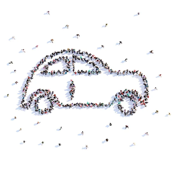 A lot of people form wedding car, love, icon . 3d rendering. — Stock Photo, Image